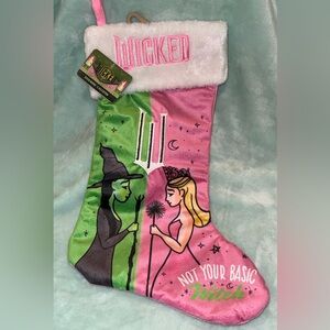NWT Ruz Wicked Christmas Stocking 20" Tall "Not Your Basic Witch" Pink & Green